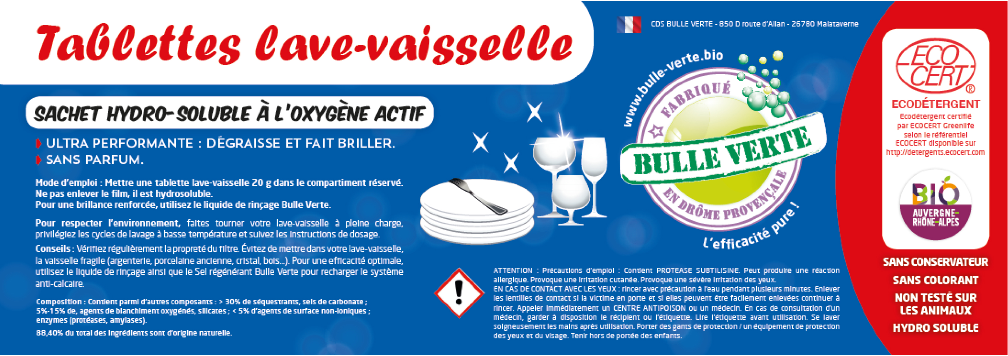 Bulle Verte Sticker voor vaatwastabletten bakje - 9307